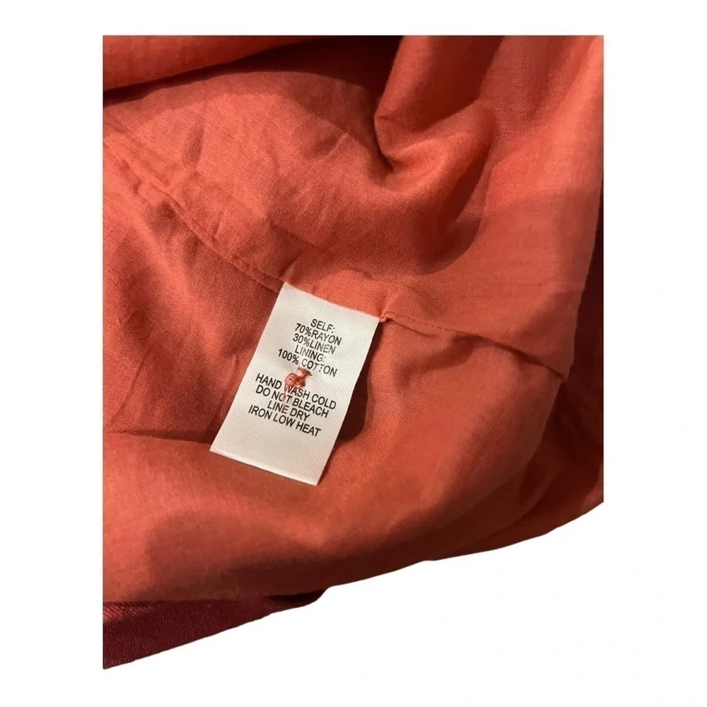 Lulus Orange Linen Rayon Button Back Dress Medium